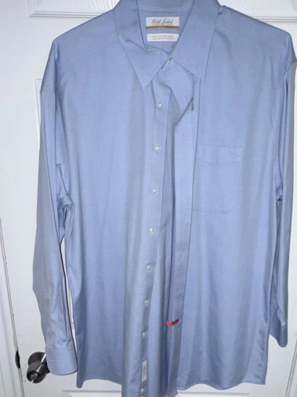 Roundtree & Yorke Gold Label Men Blue Non-Iron 100% Cotton Dress Shirt 17 34